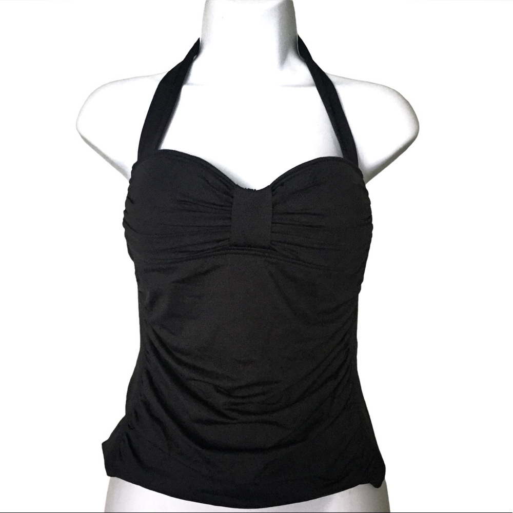 Tommy Bahama Pearl Solids Black Halter Tankini Top NWT
